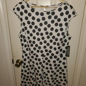Women's Midi Blue Polka Dot Dress